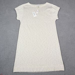 Haven Well Within Shirt Dress Womens Small Ivory Striped Knit Short Sleeve NWT